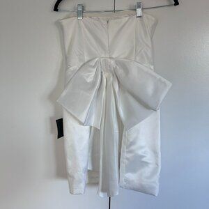 Lulus Soiree Hour White Satin Strapless Bow Mini Dress